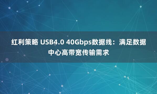 红利策略 USB4.0 40Gbps数据线：满足数据中心高带宽传输需求