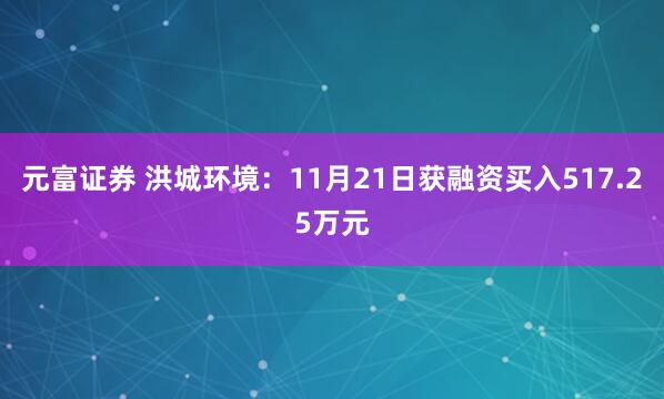 元富证券 洪城环境:11月21日获融资买入517.25万元